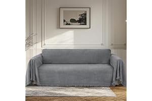 BellaHills Wasserdicht Chenille Sofa Überzug 1/2/3 Sitzer, Waschbar Weiche Couch Überzug Sofa Bezug für Wohnzimmer, rutschfeste Sofaüberwürfe L Form Möbelschutz für Hund Katze (Grau, 180x300cm)