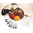 Authentic Indian Spice Box with Double Lid 24cm (Large), 7 Spice Spoons & Free Spice Guide Set