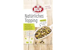‎RUF RUF Natürliches Topping mit Pistazien, Haselnüssen, Kakaokernen, ohne künstliche Zusatzstoffe, lecker auf Porridge, Müsli, glutenfrei und vegan, 30g