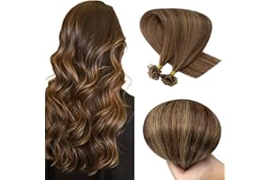 SEGO Extension Capelli Veri Cheratina 100 Ciocche 40cm 100% Remy Human Hair Indiani Naturali Invisibili 50g Keratin Hair Extensions senza Clip #4P27 Marrone Medio mix Biondo Scuro