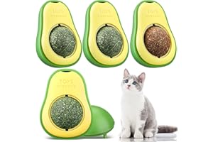 Sinmoe 3 Palline di Erba Gatta per Gatti Palle di Erba Gatta Giocattoli Interattivi Rotanti a 360° per Pulizia di Denti di Gattini con Coperchio Efficace Giochi al Catnip da Leccare, Stile Avocado