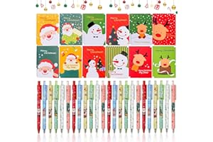 Auzlya 48 stück Kugelschreiber Weihnachten Set,24 Weihnachtsgel Tinte Stifte Cartoon+24 Mini Notizblock Weihnachten,Weihnachts Kugelschreiber,Weihnachtsgeschenke,Weihnachten Geschenke Bag Fillers