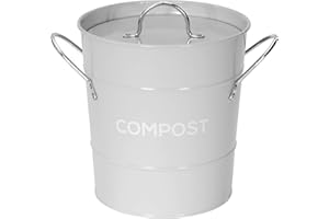 ALL-GREEN Light Grey Metal Kitchen Compost Caddy - Composting Bin for Food Waste Recycling