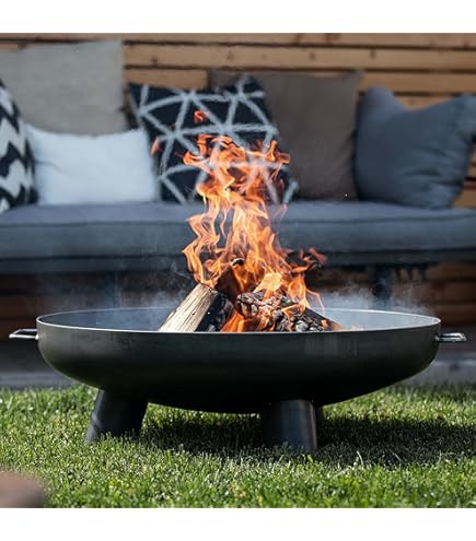 HEAT Outdoor Living Fire Bowl 90cm Black - Garden Fireplace Bowl - Outdoor Fireplace - Steel Patio Fireplace Bowl - Garden Fireplace Bowl