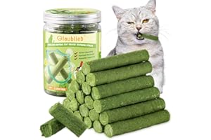 Glaublieb Bastoncini di Erba Gatta Liofilizzato, Snack per Gatti Erba Gatta per Gatti Pronta per Elimina Boli di Pelo e Pulizia dei Denti (100g)