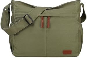 RAVUO Borsa a Tracolla in Tela, Grande Capacità Vintage Borsa Messenger con Tasche Multiple per Donna e Uomo Unisex Canvas Hobo Borse a Spalla