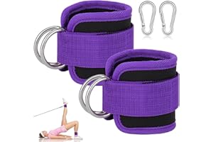 CHYAYA Attachments Gym Ankle Cuffs with Neoprene Padding Adjustable Glute Kickback Workouts Booty Hip Abductors Leg Curls Exercise for Glute Workouts, Leg Extensions