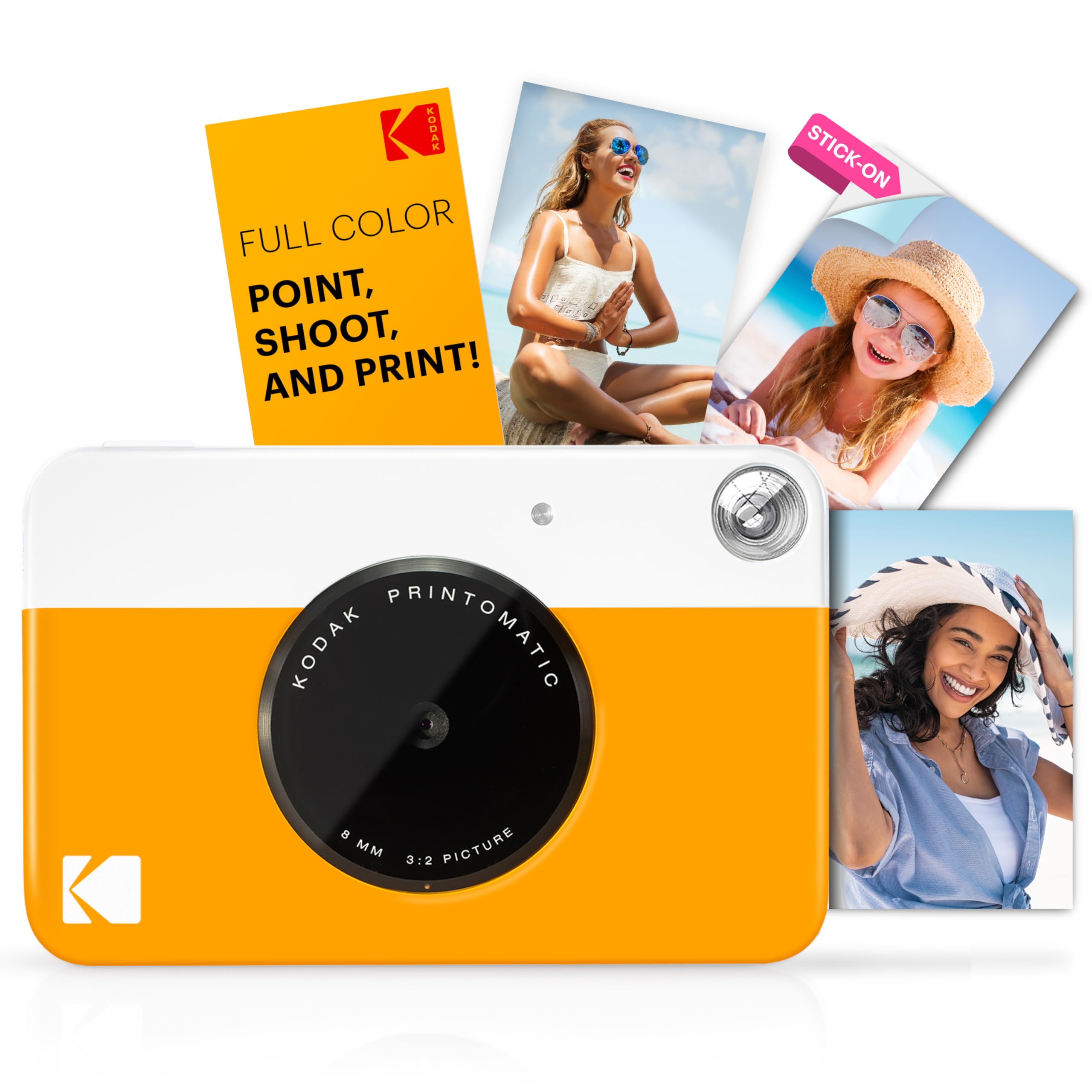Kodak PRINTOMATIC Digital Instant Print Camera (Yellow), Full Color Prints On Zink 2x3 Sticky-Backed Photo Paper - Print Memo