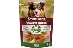 SmartBones Huesos Masticables Mini - Snack masticable con sabor pollo para perros pequeños, huesos de textura blanda, sin cuero crudo, 9 piezas