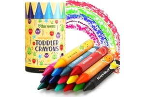 TinyGeeks 16 Colori Jumbo + Crayon Atossici per Bambini 1-3 Anni | Crayon Lavabili per Bambini 4-8 Anni | Crayon Grandi e Facili da Impugnare | Crayon per Bambini 2-4 Anni | Crayon da Viaggio