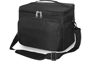 APUUCSE 10L Waterproof Insulated Picnic Lunch Bag with Adjustable Shoulder Strap，Large Leakproof Soft Cool Tote Bags for Men/Women/Adult,Thermal Reusable Lunch Box for Work/Camping/Outdoor/BBQ/Party(Black)