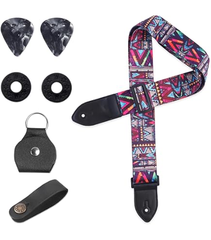 Sangle Guitare Fender Serape - Largeur 5 Cm, Longueur Réglable 86-150 Cm - Motif Mexicain Bleu Multicolore