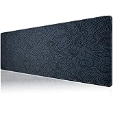 Klasse Pro - 10 Farklı Model Dikişli Kenar 90x40 cm Oyuncu Gaming Mouse Pad (Dark Grey Map Lines, 90x40 cm)