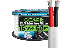 GEARit Speaker Wire 16 Gauge (50ft), Red/Black Speaker Cable 16AWG, Duplex 2-Conductor, Speaker Wires for Boat, RV, Camper, Trailer, Automotive, in-Wall and Outdoor Use
