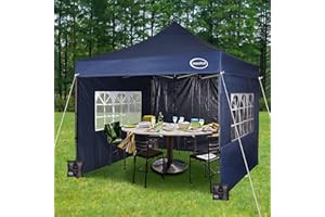 MAXIMUS HEAVY DUTY POP UP GAZEBO 3m x 3m COMMERCIAL MARKET STALL WITH 4 WEIGHT BAGS (4 Walls, Blue)