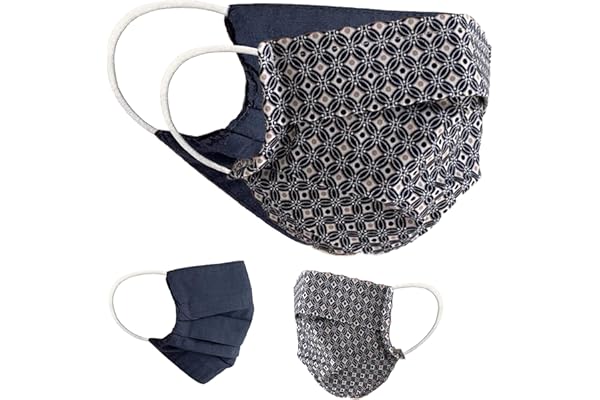 Masque en tissu 100% coton lavable OEKO-TEX 100 Lot de 2 Set Pack double Masque buccal et nasal réutilisable