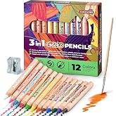 colozoo 3 in 1 Colored Pencils Set, 12 with Sharpener and Brushes | 3 in 1 Colored Pencils, Set of 12 with Brush and Sharpene