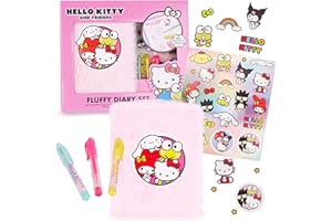 Toyland® Hello Kitty And Friends Pink Fluffy Diary Set - Fluffy Diary, 3 Mini Gel Pens, And Stickers - Girls Stationery Gift Set - Diaries, Journals & Notebooks - Ages 3+
