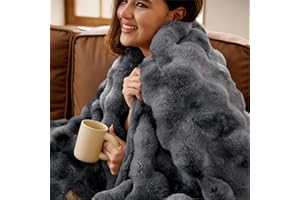 ‎BEDSURE BEDSURE Bubble Decke - Kuscheldecke Flauschig, Dicke und Warme Sofadecke Für Den Winter, Kunstfelldecke, Plüsch Blanket Für Couch und Bett, Wolldecke Überwurf für Zimmer Deko, Grau, 130 X 170 cm