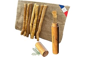 USECO 8 Siwak + 1 étui bois + 1 TROUSSE OFFERTE – Alternative 100% naturelle et non toxique à la brosse à dent – Réduit la sensibilité dentaire et les tâches – Blanchie et Désinfecte – Biodégradable