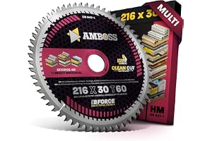 Cirkelsågklinga av hårdmetall 216 x 30 mm, tand 60 platttand med utbytbar fas för multiverktyg, fina snitt, passar: Metabo TS