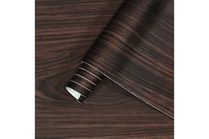 JSEVEM 40CM×5M Dark Brown Walnut Wood Wallpaper Peel and Stick Waterproof Darker Brown Walnut Wood Grain Contact Paper Vinyl Wrap Self Adhesive Furniture Stickers for Kitchen Cabinet Cupboard Wardrobe
