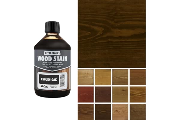 Littlefair's Teinte Bois 500ml - Teinture Bois Écologique À Base D'Eau et Sûre - Lasure Bois Intérieur à Séchage Rapide - Peinture Lasure pour Bois Nettoyage Facile - Couleur:Chêne anglais