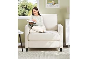 Welzona Living Room Armchair, 84 cm Accent Chair, Comfortable, Tool-Free Furnishing, Lounge Chairs, Full Wood Bedroom Reading Chair, Teddy Mini Couch, Sofa, Small for Teenager's Room, Beige