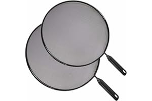 GENERIC 2PC Set Splatter Screen Guard for Frying Pan Stops 99% of Hot Oil Splash Protects Skin from Cooking Iron Skillet (24-28cm), Black