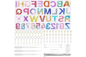 Ticeed Set Stampi Resina Epossidica Numero, Fai da Te Stampi in silicone con Alfabeto Lettere Decorazione Stampi in Resina con Utensili e Accessori, per Portachiavi Civico Gioielli Ciondolo