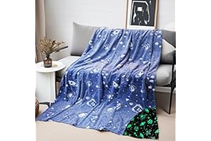 HSGLGNA Manta para niños, Manta de Unicornio Que Brilla en la Oscuridad, Regalo de Unicornio para niñas, Manta Muy Suave y cálida, Manta de Unicornio, Color Rosa (Gris, 130 x 150 cm)