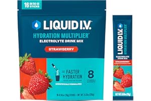 Liquid I.V. Hydration Multiplier - Strawberry - Hydration Powder Packets | Electrolyte Drink Mix | Easy Open Single-Serving Stick | Non-GMO | 16 Sticks