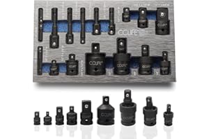 CCLIFE Juego de 17 piezas Adaptador Llave de Impacto Adaptadores para Llaves de Vaso1/4' 3/8' 1/2' 3/4'Junta Universal Impacto