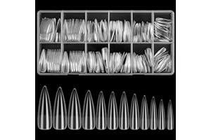 KOXXIAMOQ 240 sztuk tipsów do paznokci, tipsy do żelowych paznokci, tipsy do paznokci typu coffin, sztuczne tipsy do paznokci, tipsy z kroplą wody, extra długie sztuczne paznokcie, akrylowe sztuczne