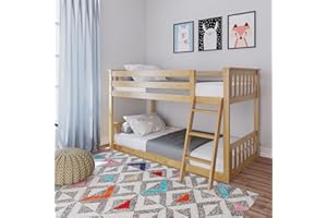 ‎MAX & LILY Max & Lily platzsparendes niedriges Etagenbett für Kinder, aus neuseeländischem Kiefernholz, inklusive Lattenrost, 200x90cm-Bettgestell auf beiden Etagen, für Jungen & Mädchen, natürlicher Farbton