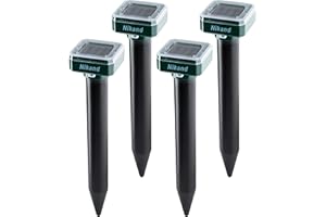 NIKAND Solar - Maulwurfschreck, Ultraschall, 4 Pack, für den Außenbereich, Sonic - Abschreckung - Maulwurf - Stopper Schrecken Wühlmaus für Rasen, Garten und Hof, Bodenkontrolle, Schlange, Nagetiere