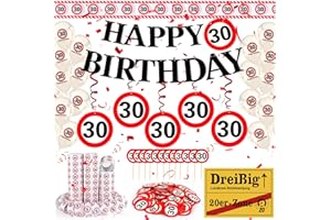 WenmthG 30 Geburtstag Deko Männer Frauen, 30. Geburtstag Deko mit Girlande, Luftballons, Absperrband, Luftschlangen, Banner, Konfetti, Tortendeko - Verkehrsschild zum 30 Jahre, 30. Geburtstagsdeko