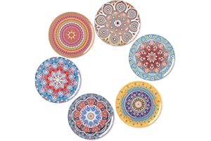 BOHORIA Premium Design Untersetzer 6er Set Dekorative Untersetzer fur Glas, Tassen, Vasen, Kerzen auf ihrem Holz-, Glas- oder Stein- Esstisch Boho Edition,Mandala