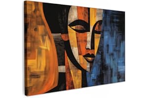 MuchoWow© Canvas Wall Art 47"x31" / 120x80 cm Decor Paintings Prints framed on Canvas Decorations Wallart Abstract - Portrait - Color Blocks