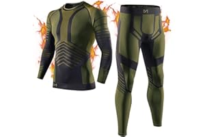 MEETYOO Conjuntos térmicos Hombre, Ropa Interior Térmica Leggings Compresión Camiseta para Esquí Running Ciclismo