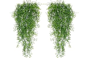 ‎TOKINCEN ToKinCen 2 Stück Kunstpflanze Hängend, Künstliche Pflanzen Hängend, Künstliche Hängepflanze, Plastik Grünpflanze für Schlafzimmer Wohnzimmer Küche Schlafzimmer Balkon Büro Fensterbank