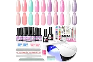‎COSCELIA COSCELIA Nagellack Set Starterset mit Lampe 36W UV Lampe, 10 Farben UV Gel Nagellack mit Base und Top Coat Set Nude Weiß Rosa Gellack Komplett Nagelset Nail Art Werkzeuge Geschenk für Frauen