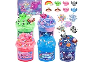 DIY set i 5 delar Axolotl slime, supermjukt smörslime, lämpligt för barn, leksakspresenter, festgåvor, födelsedagar, halloween och andra tillfällen, lämplig för pojkar och flickor