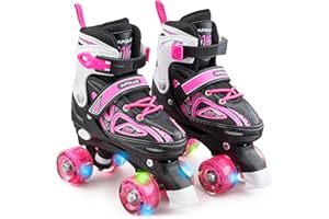 ‎APOLLO Apollo Super Quad X Pro | verstellbare Rollschuhe für Kinder | komfortable, größenverstellbare LED Roller Skates | Rollschuhe für Mädchen und Jungen | Größen 31-42