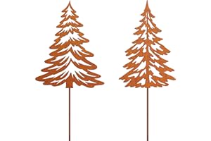 JYUECIAN Arbres de Noël en Métal Rouillé Décorations de Noël, Exterieur Pique de Jardin, Décoration Jardin, Patine Rouille Naturelle