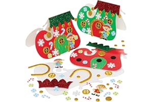 Baker Ross FE968 Kits de Tarjetas de Bota de Elfo Navideño - Paquete de 6, Haz tus Propias Tarjetas Navideñas, Ideales para Proyectos de Manualidades para Niños