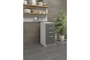 JD Greta Küchenschrank schmal mit Schubladen 40cm breit & 46,3cm tief (grau) - Schubladenschrank Aufbewahrung - Küchen Vorratsschrank & Aufbewahrungsschrank - Kitchen Furniture & Cabinets