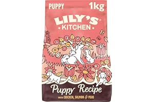 Lily's Kitchen Croquettes naturelles pour chiots au poulet, saumon et pois (1kg sac)