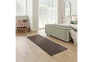 ‎CARPET STUDIO Carpet Studio Santa Fe Teppich Läufer Braun, Läufer Flur 57x150cm, Kurzflor Teppiche, Küchenläufer, Wohnzimmerteppich, Bettvorleger Schlafzimmer