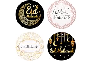 COLOFALLA 120PCS Eid Mubarak Autocollants Ronds 4cm Stickers Etiquettes Décoratif de Ramadan pour Décoration Fournitures Islamique Musulmane